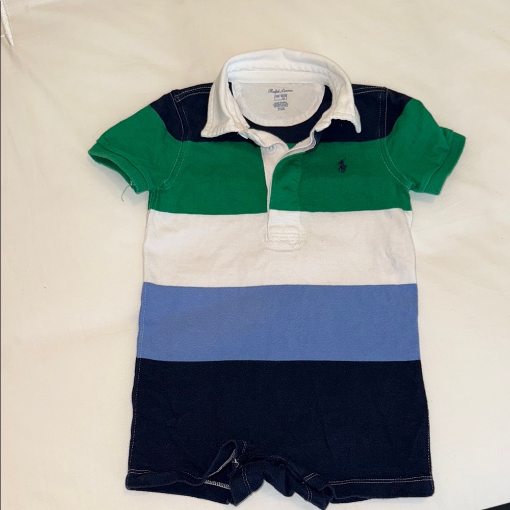 Polo by Ralph Lauren Green and Blue Striped Polo Shirt